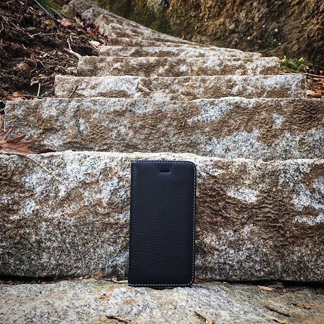 full-grain leather folio phone case