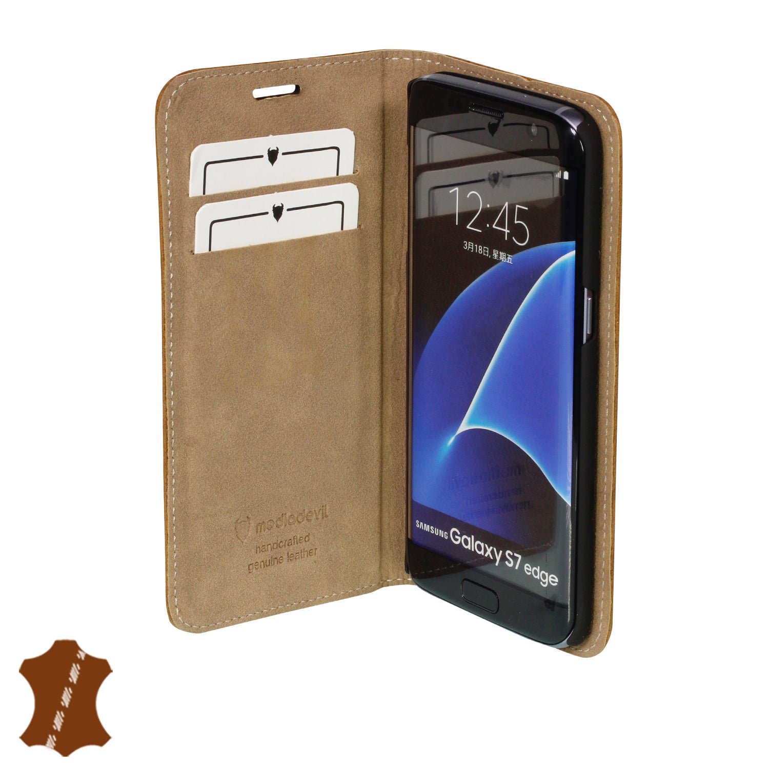 Samsung Galaxy S7 Edge Genuine Leather Case with Stand