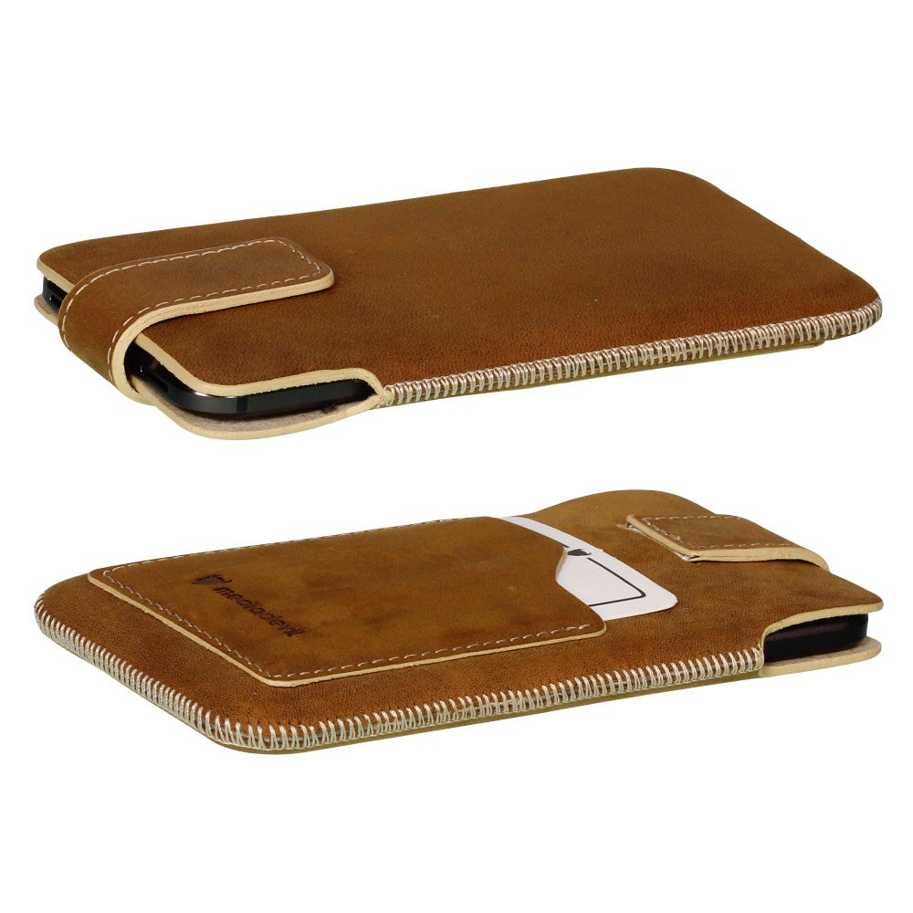 Full-Grain Genuine Leather Pouch Phone Case - Universal Size 5 (XL)