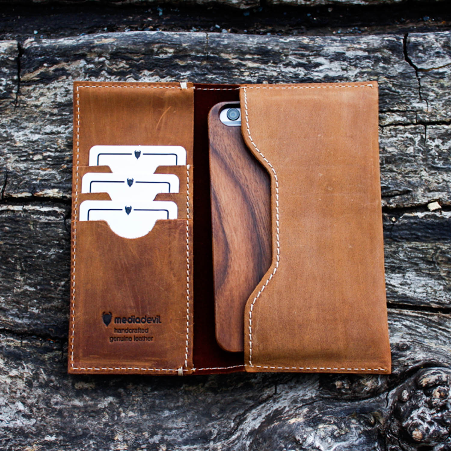 Genuine Leather Wallet Pouch Phone Case