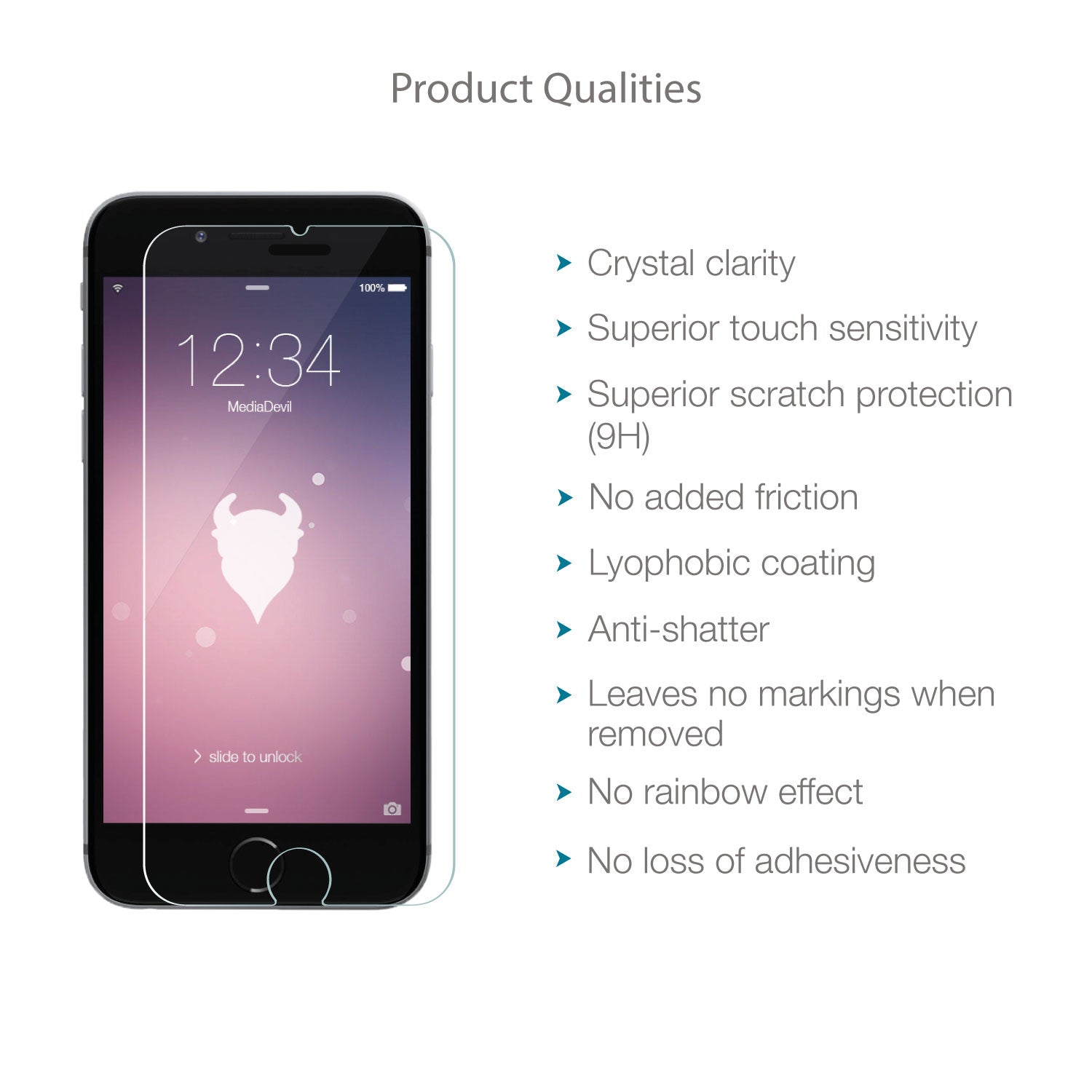MediaDevil Pellicola In Vetro Temperato Per IPhone 6/6S Plus - Crystal Clear (1 Pezzo) - Made In UK