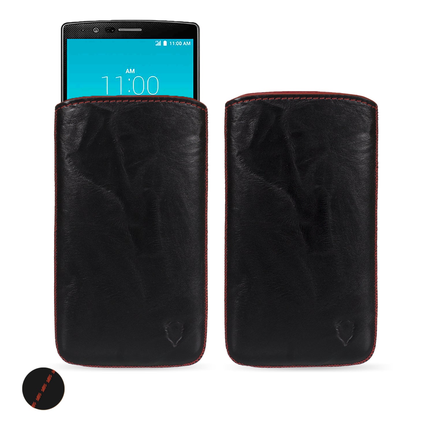 LG G4 Genuine Leather Pouch Sleeve Case Artisanpouch Distressed Black Red